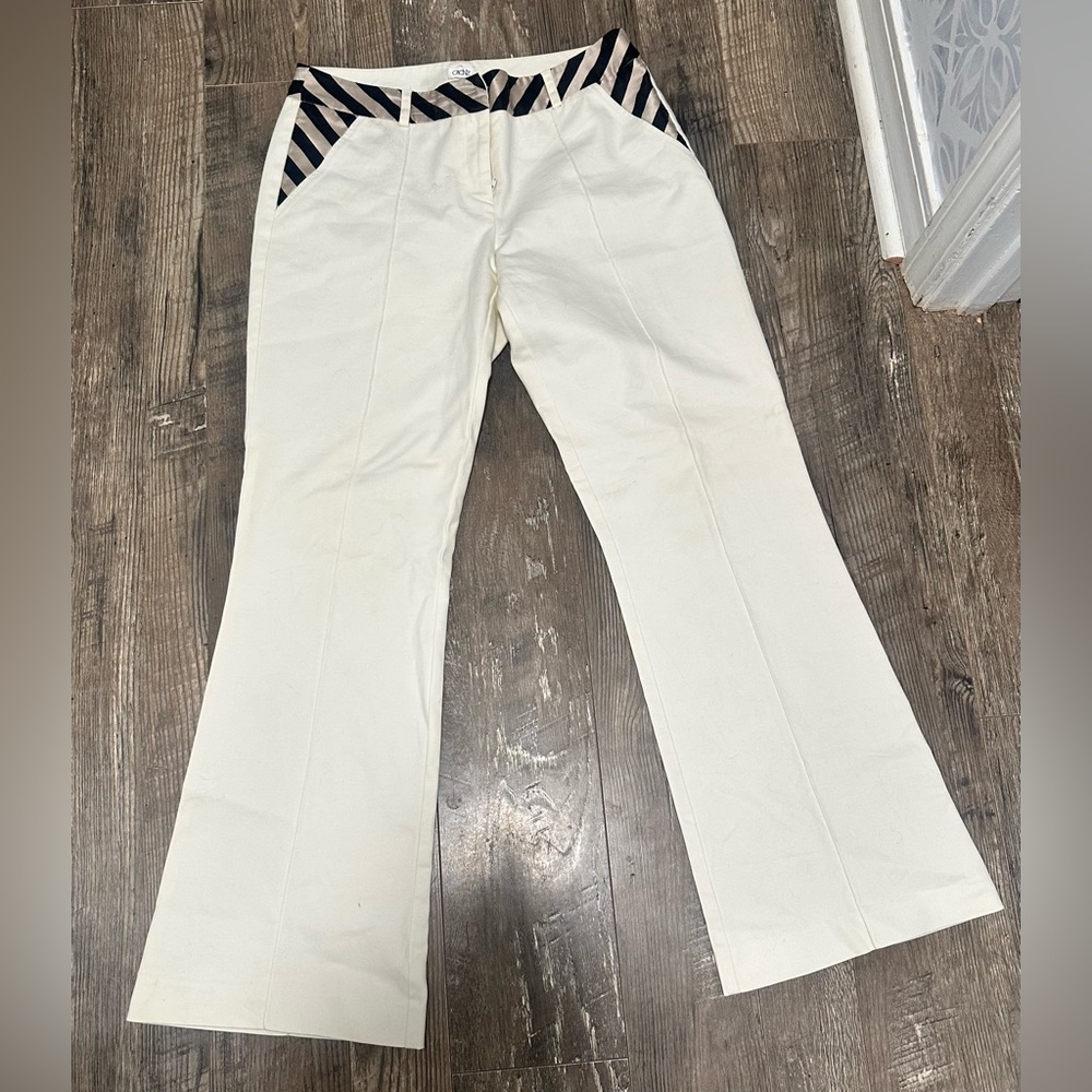 Cache dressy pants, cream/off white flare bottom